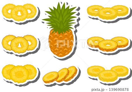 Fruit theme from set juicy delicious pineapple of various sizes Fruit theme from set juicy delicious pineapple of various sizes 139690878