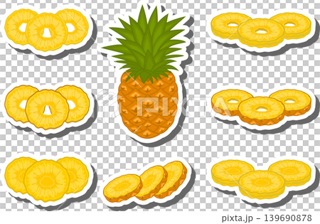Fruit theme from set juicy delicious pineapple of various sizes Fruit theme from set juicy delicious pineapple of various sizes 139690878