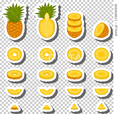 Fruit theme from set juicy delicious pineapple of various sizes Fruit theme from set juicy delicious pineapple of various sizes 139690880