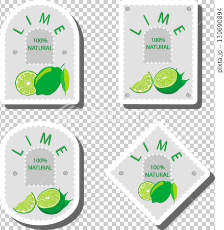 Fruit theme from set juicy delicious lime of various sizes 139690894