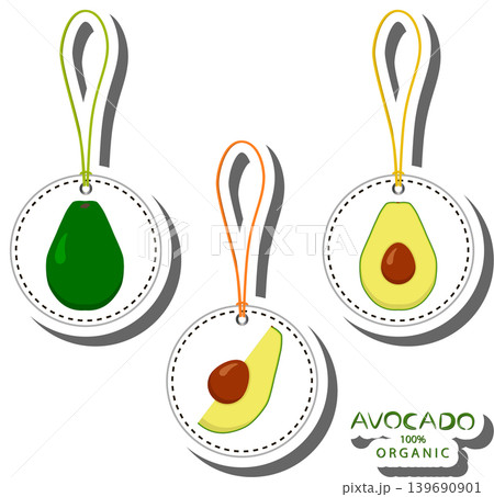 Fruit theme from set juicy delicious avocado of various sizes 139690901