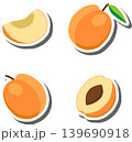 Fruit theme from set juicy delicious apricot of various sizes 139690918