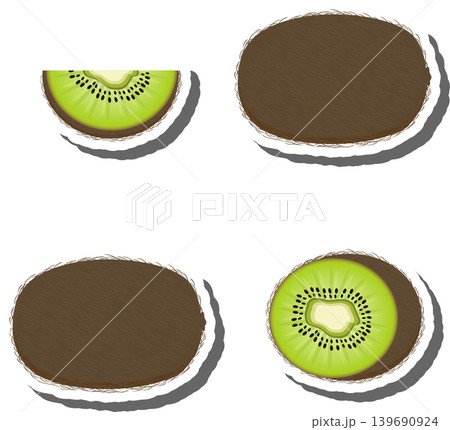 Fruit theme from set juicy delicious kiwi of various sizes 139690924