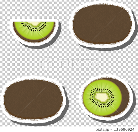 Fruit theme from set juicy delicious kiwi of various sizes 139690924