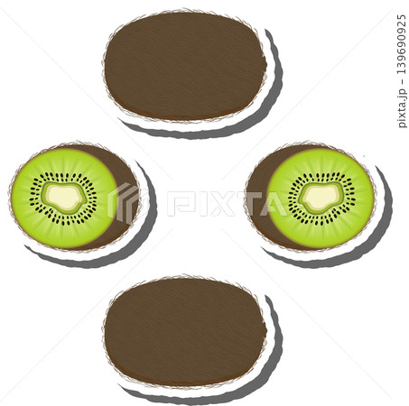 Fruit theme from set juicy delicious kiwi of various sizes 139690925