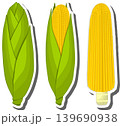 Fruit theme from set juicy delicious corn of various sizes 139690938