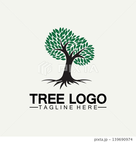 Tree logo icon vector illustration design.Vector silhouette of a tree templates of tree logo and roots tree of life design illustration Tree logo icon vector illustration design.Vector silhouette of a tree templates of tree logo and roots tree of life design illustration 139690974