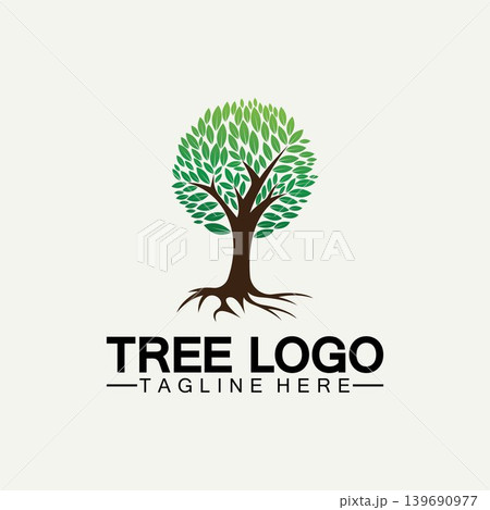Tree logo icon vector illustration design.Vector silhouette of a tree templates of tree logo and roots  tree of life design illustration 139690977
