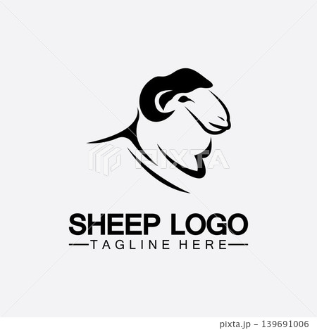 Sheep head logo vector icon illustration design template 139691006