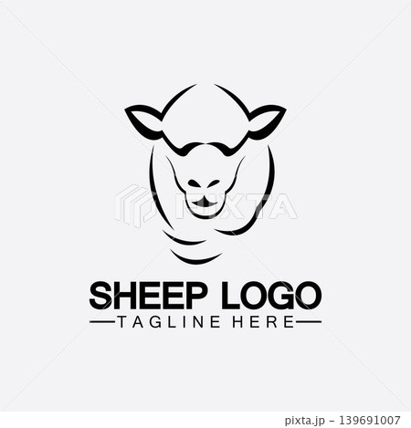 Sheep head logo vector icon illustration design template 139691007