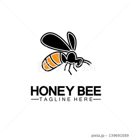 Bee honey logo vector icon symbol illustration design template Bee honey logo vector icon symbol illustration design template 139691089