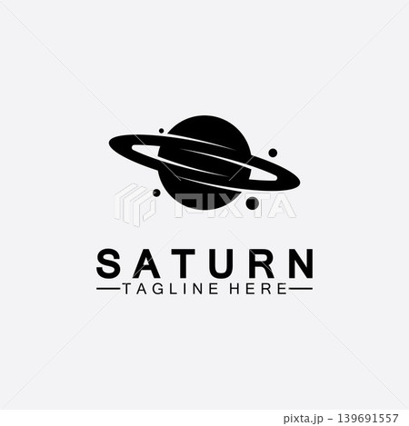 Planet Saturn logo vector illustration design. Planet logo template. Space logo vector Planet Saturn logo vector illustration design. Planet logo template. Space logo vector 139691557
