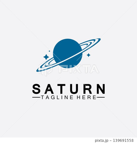 Planet Saturn logo vector illustration design. Planet logo template. Space logo vector 139691558