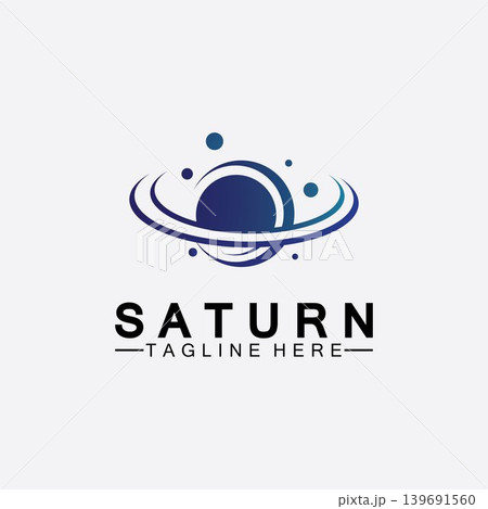 Planet Saturn logo vector illustration design. Planet logo template. Space logo vector 139691560