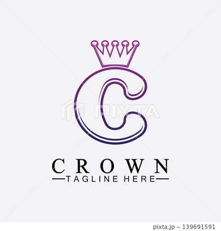 C initial Crown logo designs vector illustration design 139691591