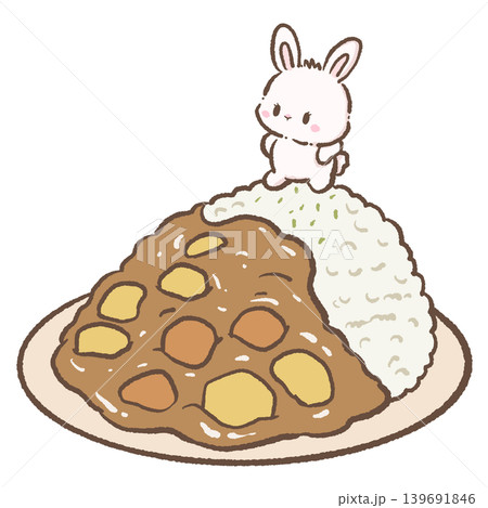 Kawaii Bunny Japanese Curry Clipart Cute White Rabbit Sitting On Curry Rice Plate Cozy Kawaii Food Illustration Kawaii Bunny Japanese Curry Clipart Cute White Rabbit Sitting On Curry Rice Plate Cozy Kawaii Food Illustration 139691846