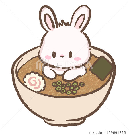 Kawaii Bunny Ramen Bowl Clipart Cute White Rabbit Sitting In Noodle Soup With Nori Narutomaki And Green Onion Japanese Food Illustration Kawaii Bunny Ramen Bowl Clipart Cute White Rabbit Sitting In Noodle Soup With Nori Narutomaki And Green Onion Japanese Food Illustration 139691856