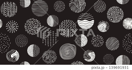 Hand drawn modern shapes abstract backgrounds pattern seamless doodle curves lines scribble design 139691931