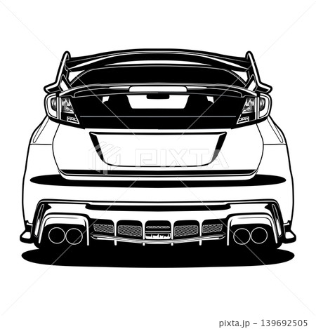 Black And White Car Vector Illustration For Conceptual Design. Black And White Car Vector Illustration For Conceptual Design. 139692505