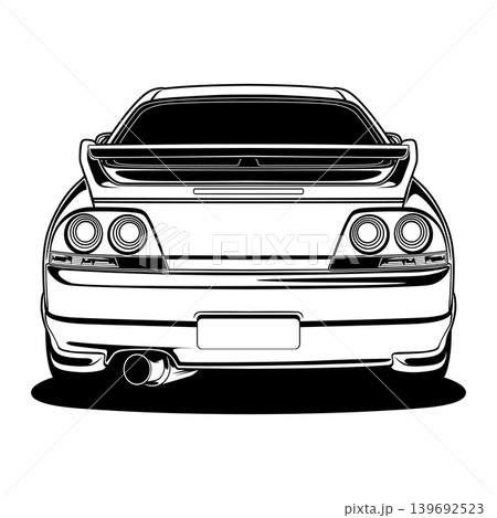 Black And White Car Vector Illustration For Conceptual Design. Black And White Car Vector Illustration For Conceptual Design. 139692523