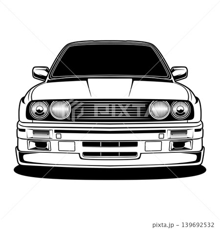 Black And White Car Vector Illustration For Conceptual Design. Black And White Car Vector Illustration For Conceptual Design. 139692532