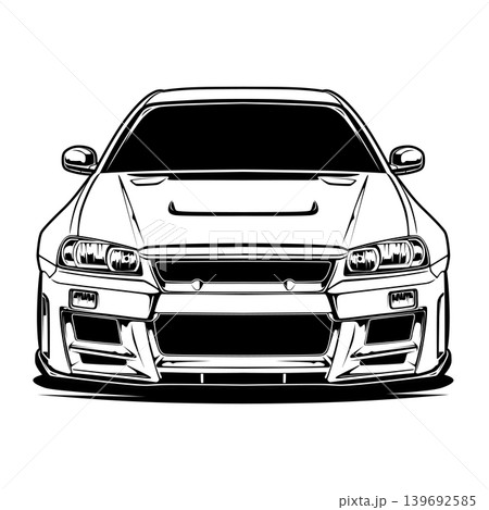 Black And White Car Vector Illustration For Conceptual Design. Black And White Car Vector Illustration For Conceptual Design. 139692585