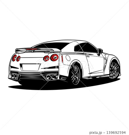 Black And White Car Vector Illustration For Conceptual Design. Black And White Car Vector Illustration For Conceptual Design. 139692594