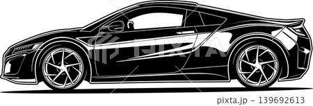 Black And White Car Vector Illustration For Conceptual Design. Black And White Car Vector Illustration For Conceptual Design. 139692613