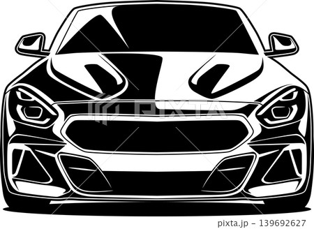 Black And White Car Vector Illustration For Conceptual Design. Black And White Car Vector Illustration For Conceptual Design. 139692627