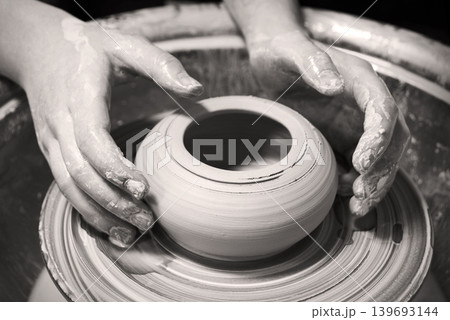 Hand make small clay pot Hand make small clay pot 139693144