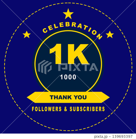 Celebration Badge 1K Followers Milestone Thank You Graphic Social Media Achievement Community Subscribers Digital Design Decorative Emblem Concept Illustration Celebration Badge 1K Followers Milestone Thank You Graphic Social Media Achievement Community Subscribers Digital Design Decorative Emblem Concept Illustration 139693397