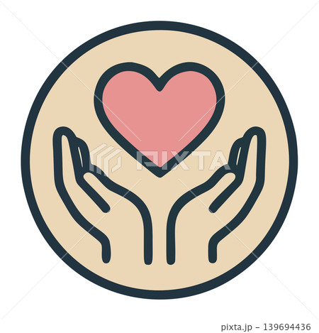 Caring Hand Drawn Style Icon Representing Love and Support In A Circle Caring Hand Drawn Style Icon Representing Love and Support In A Circle 139694436