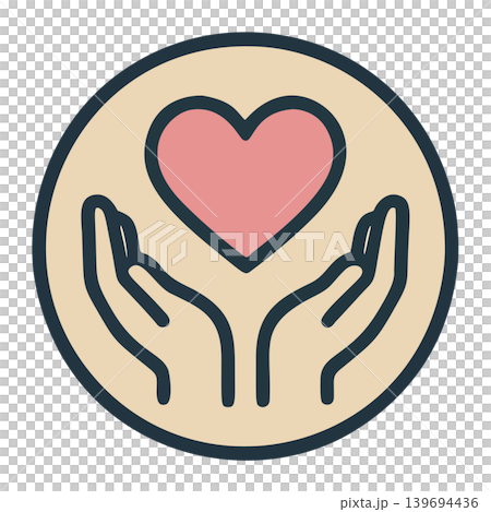 Caring Hand Drawn Style Icon Representing Love and Support In A Circle Caring Hand Drawn Style Icon Representing Love and Support In A Circle 139694436