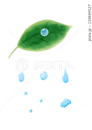朝露と葉っぱの水彩風イラスト素材 139694527