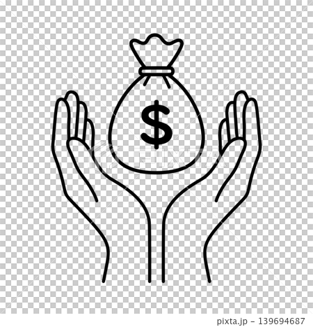 お金を守る両手のラインアイコン お金を守る両手のラインアイコン 139694687