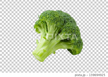 A cutout image of a standing broccoli photographed from the side. A cutout image of a standing broccoli photographed from the side. 139694925