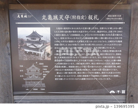丸亀城の天守閣の説明書き(香川県丸亀市) 丸亀城の天守閣の説明書き(香川県丸亀市) 139695395