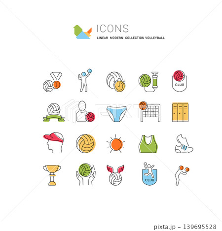 Set Vector Line Icons of Volleyball. 139695528