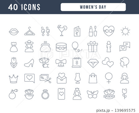 Set of linear icons of Women's Day Set of linear icons of Women's Day 139695575