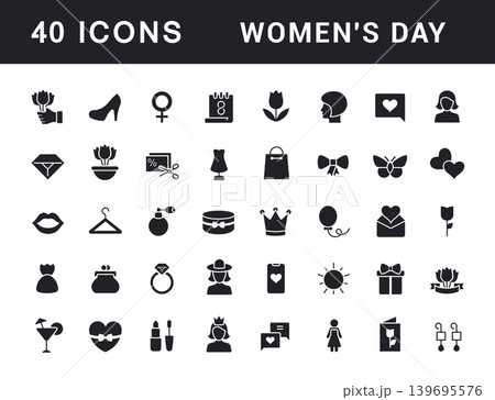 Set of Simple Icons of Women's Day Set of Simple Icons of Women's Day 139695576