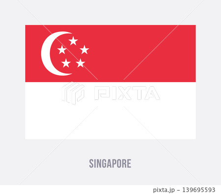 Flat vector illustration of the Singapore national flag isolated on a white background for geography and travel design. Flat vector illustration of the Singapore national flag isolated on a white background for geography and travel design. 139695593
