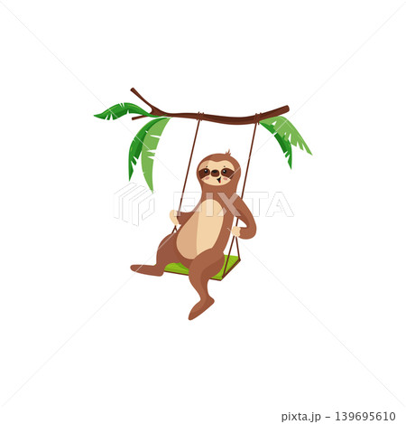 Sloth on Swing Illustration Sloth on Swing Illustration 139695610