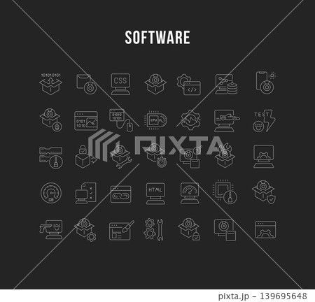 Set Vector Line Icons of Software 139695648