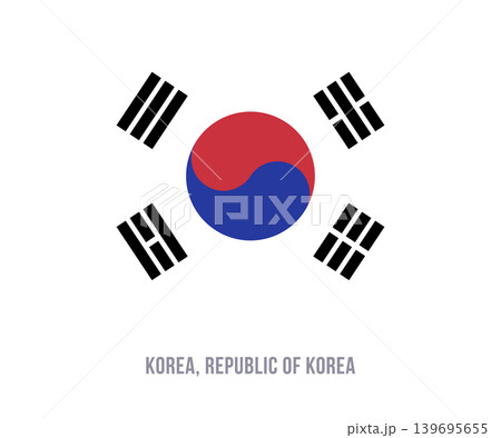 Flat vector illustration of the South Korea national flag isolated on a white background for country symbol design. 139695655