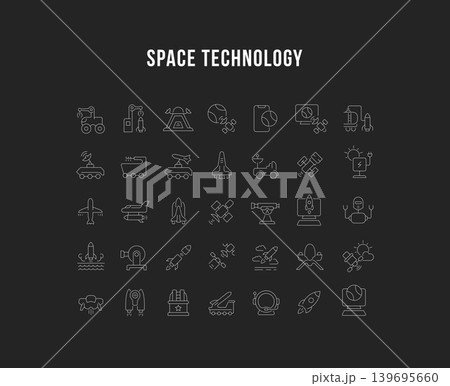 Set Vector Line Icons of Space Technology 139695660