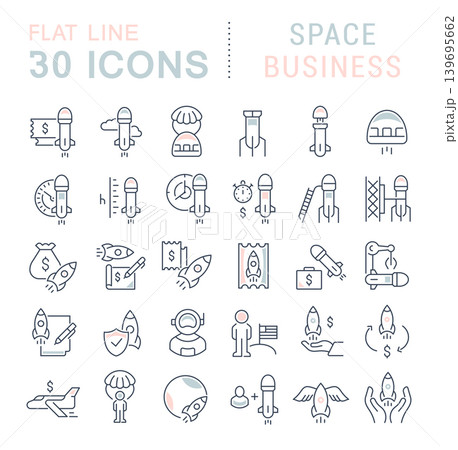 Set Vector Line Icons of Space Business Set Vector Line Icons of Space Business 139695662