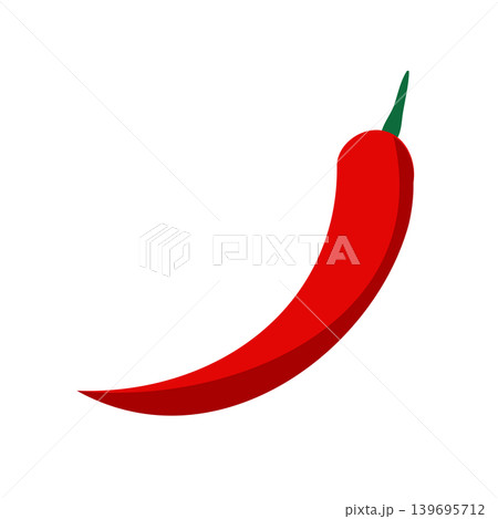 Cartoon vector illustration of red chili pepper isolated on a white background for spicy food design. Cartoon vector illustration of red chili pepper isolated on a white background for spicy food design. 139695712