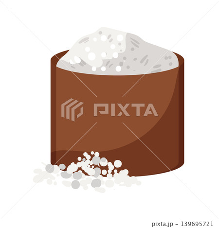 Cartoon vector illustration of rice in a brown bowl isolated on a white background for grain food design. 139695721