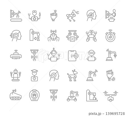 Set Vector Line Icons of Robots 139695728