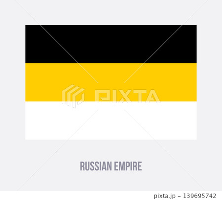 Flat vector illustration of the Russian Empire flag with black, yellow, and white horizontal stripes for historical symbol design. Flat vector illustration of the Russian Empire flag with black, yellow, and white horizontal stripes for historical symbol design. 139695742